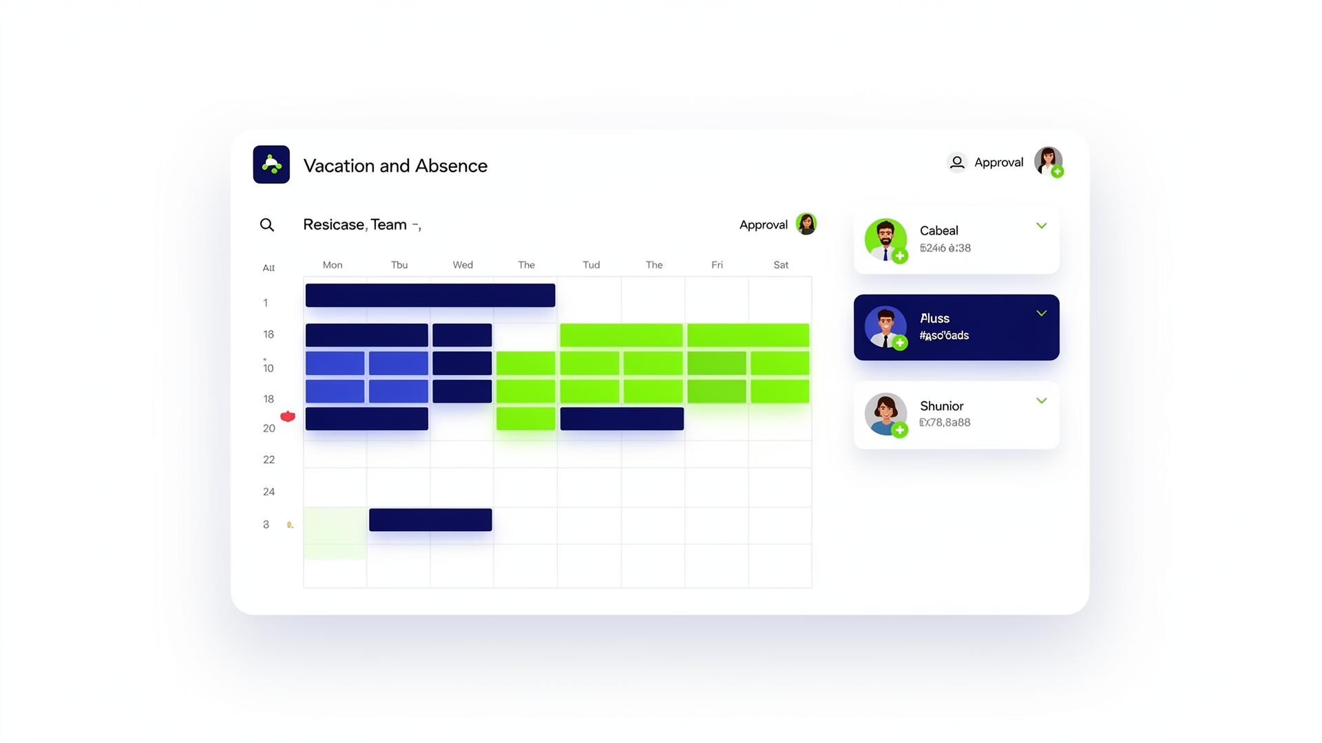 awaio Dashboard mit Teamkalender, Abwesenheitsanträgen und Resturlaubsübersicht